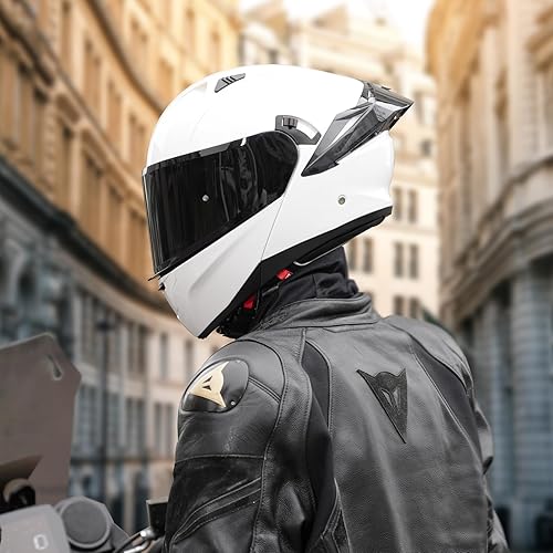 Miniatura 7 de JQF Gear Casco modular de motocicleta con visera doble abatible, de cara completa SJ-809, aprobado por DOT para adultos, hombres y mujeres (SJ-809