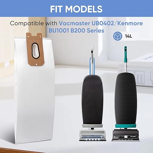 Miniatura 3 de Paquete de 10 bolsas de vacío de repuesto 952546 compatibles con aspiradora comercial Vacmaster UB0402 y Kenmore BU1001 B200 Series