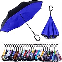 Vista 118 de SIEPASA Paraguas invertido invertido de 49/56 pulgadas, doble toldo extra grande, ventilado, resistente al viento, impermeable, paraguas de golf