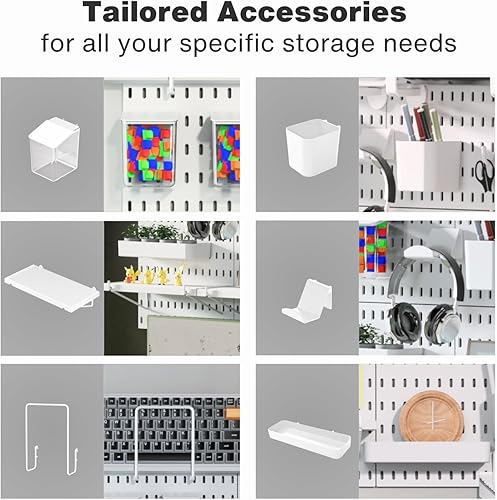 Miniatura 39 de Keepo - Juego de combinación de 2 tableros de clavijas y 10 accesorios modulares para colgar en pared, para organización de pared, manualidades