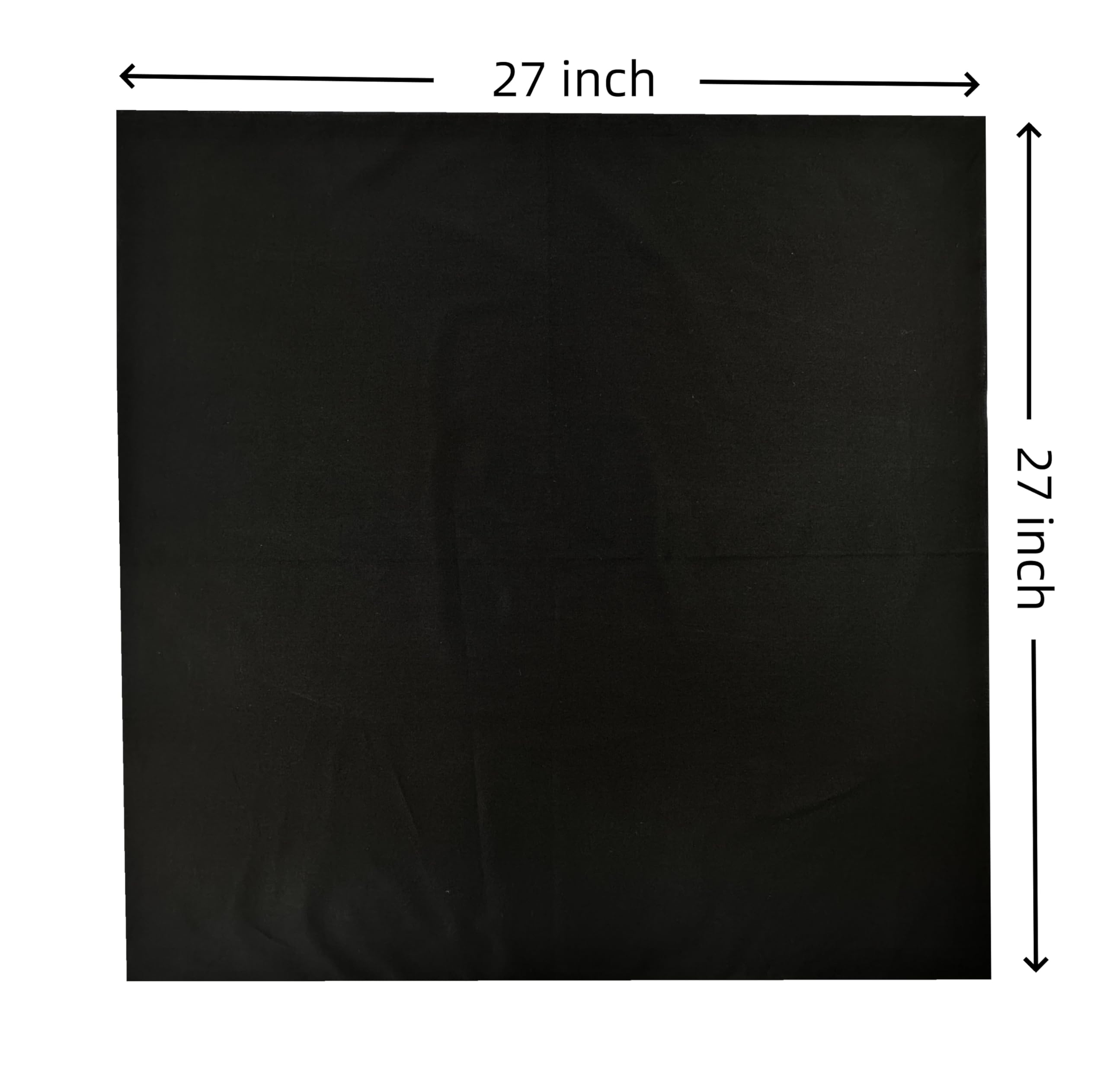 HankieWorld Extra Large Bandanas 27x27 inch Thick Solid Color Cotton Oversized Blank Head Bandannas for Men and Women (Black 6 Pack)