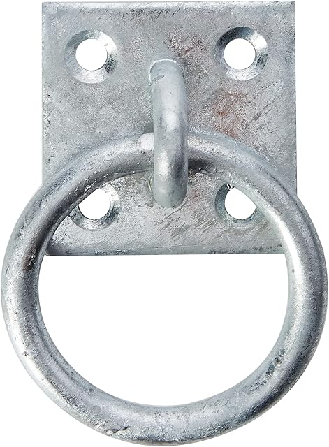 Merriway BH01960 8mm (5/16 inch) Thickness Ring on Plate Steel Galvanised Rust Proof, 50mm (2 inch) Square 8 mm, Grey