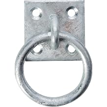 Merriway BH01960 Ring on Plate Security Anchor - Galvanized Steel, 2" Square Plate and 5/16" Gauge Ring