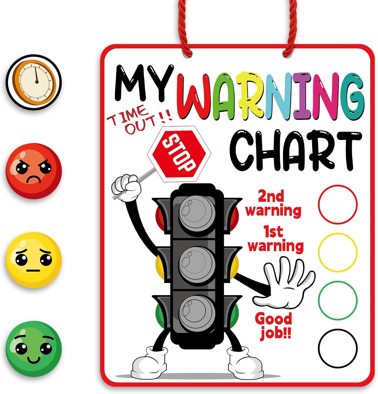 Yeaqee 12 Pcs Behavior Chart for Kids at Home Traffic Light Reward Chart Magnetic Responsibility Chart for Toddler Tokens for Kid Behavior Warning Chart for School Classroom Family Autistic Child Sign