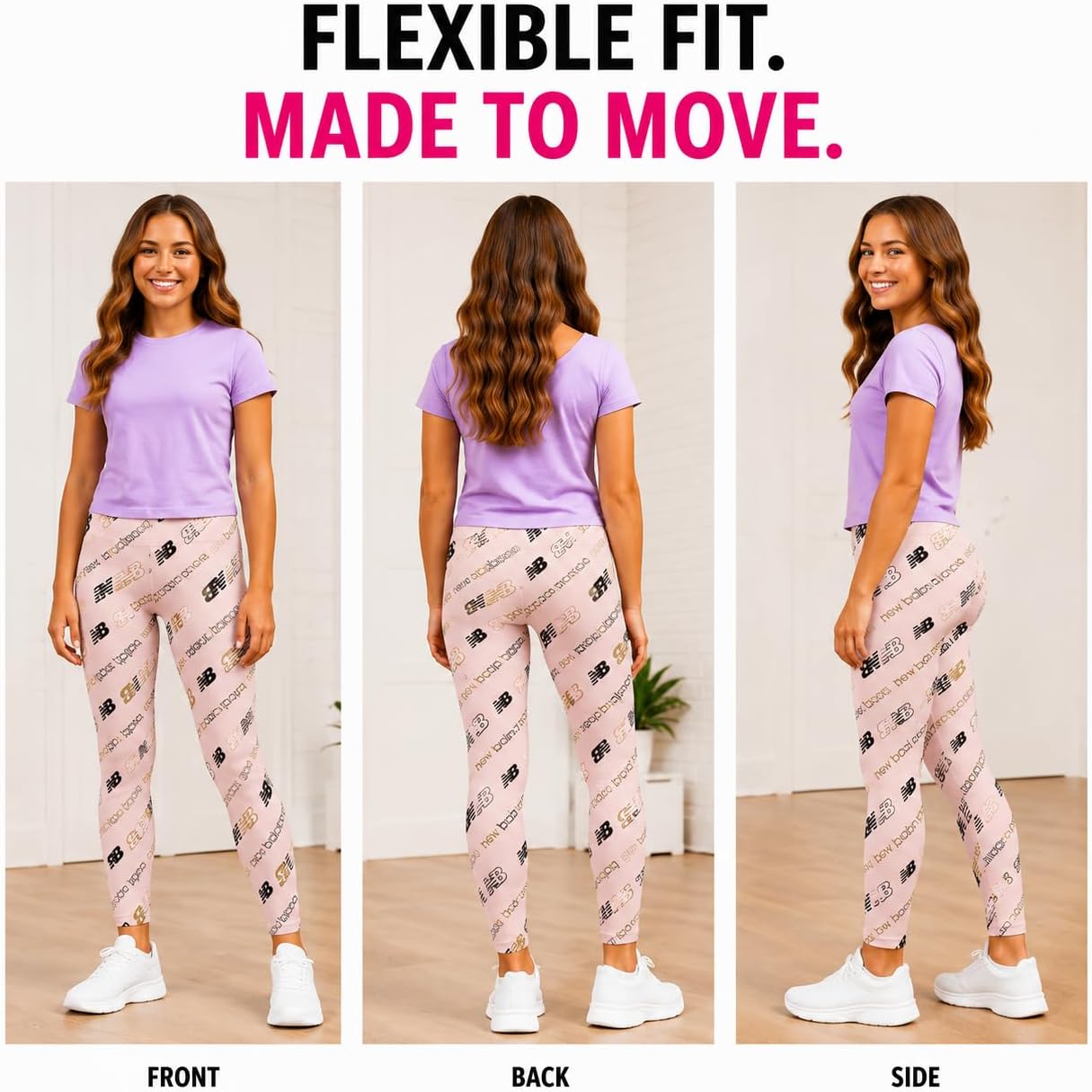 New Balance Girls Athletic Leggings - 4 Pack Active Performance Girls Leggings Yoga Pants for Dancing & Outdoor Play