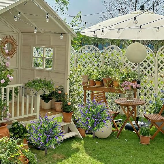 2 Pcs Artificial Lavender Topiary Ball Trees with Ground Spike,60cm Artificial Lavender Flowers for Outdoors,UV Resistant Faux Greenery Shrubs with Purple Flowers for Garden Patio Decor