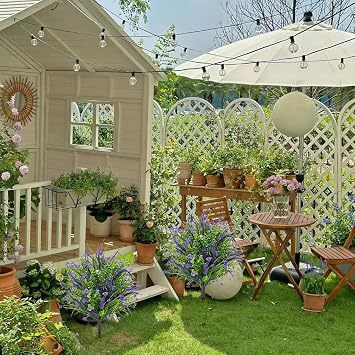 2 Pcs Artificial Lavender Topiary Ball Trees with Ground Spike,60cm Artificial Lavender Flowers for Outdoors,UV Resistant Faux Greenery Shrubs with Purple Flowers for Garden Patio Decor
