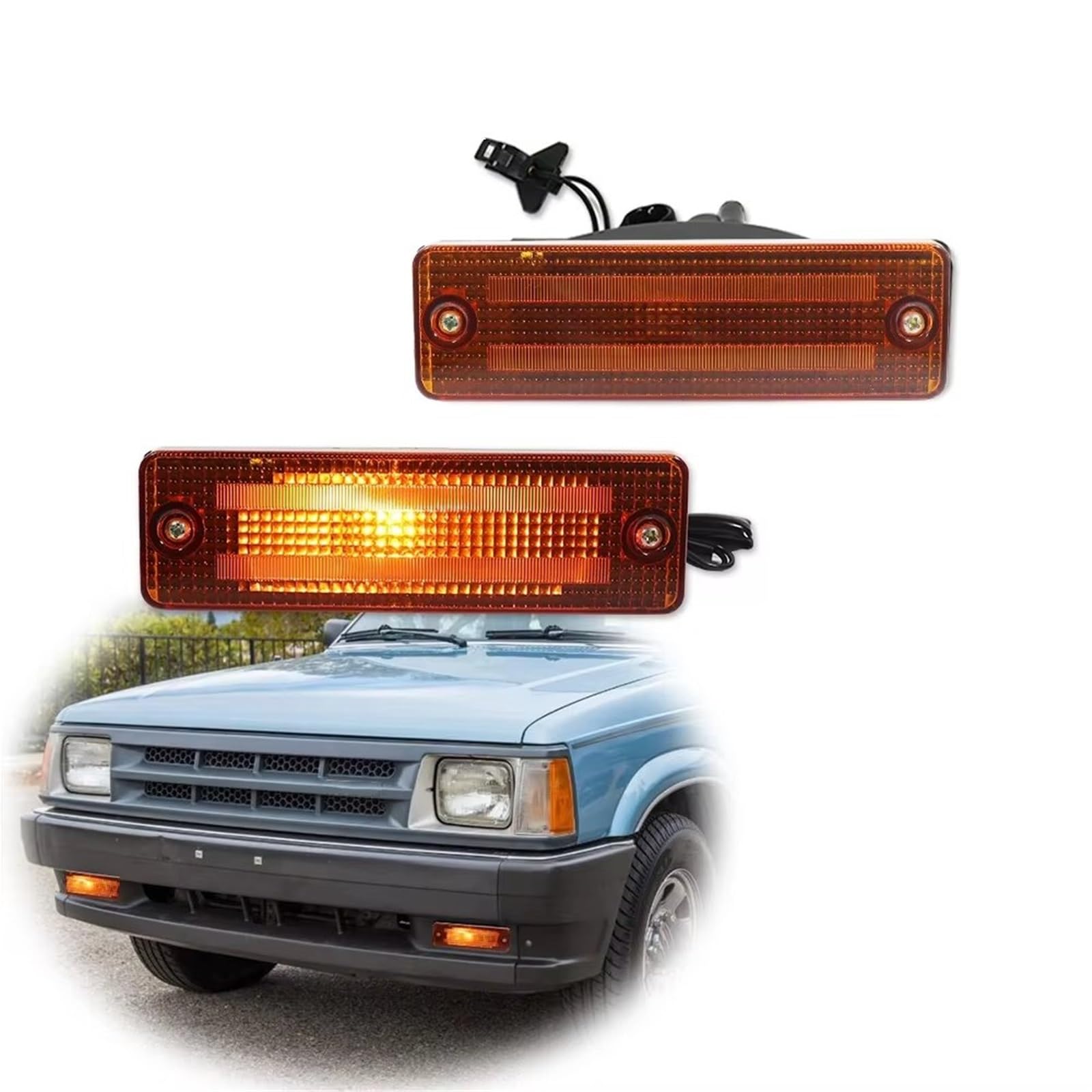 Genérico intermitente automóvil Para Ford Para Festiva 1988 1989 1990 1991 1992 1993 Camión Ámbar LED Coche Esquina Delantera Luces Señal Giro Marcador 12V(Yellow Lens Amber)