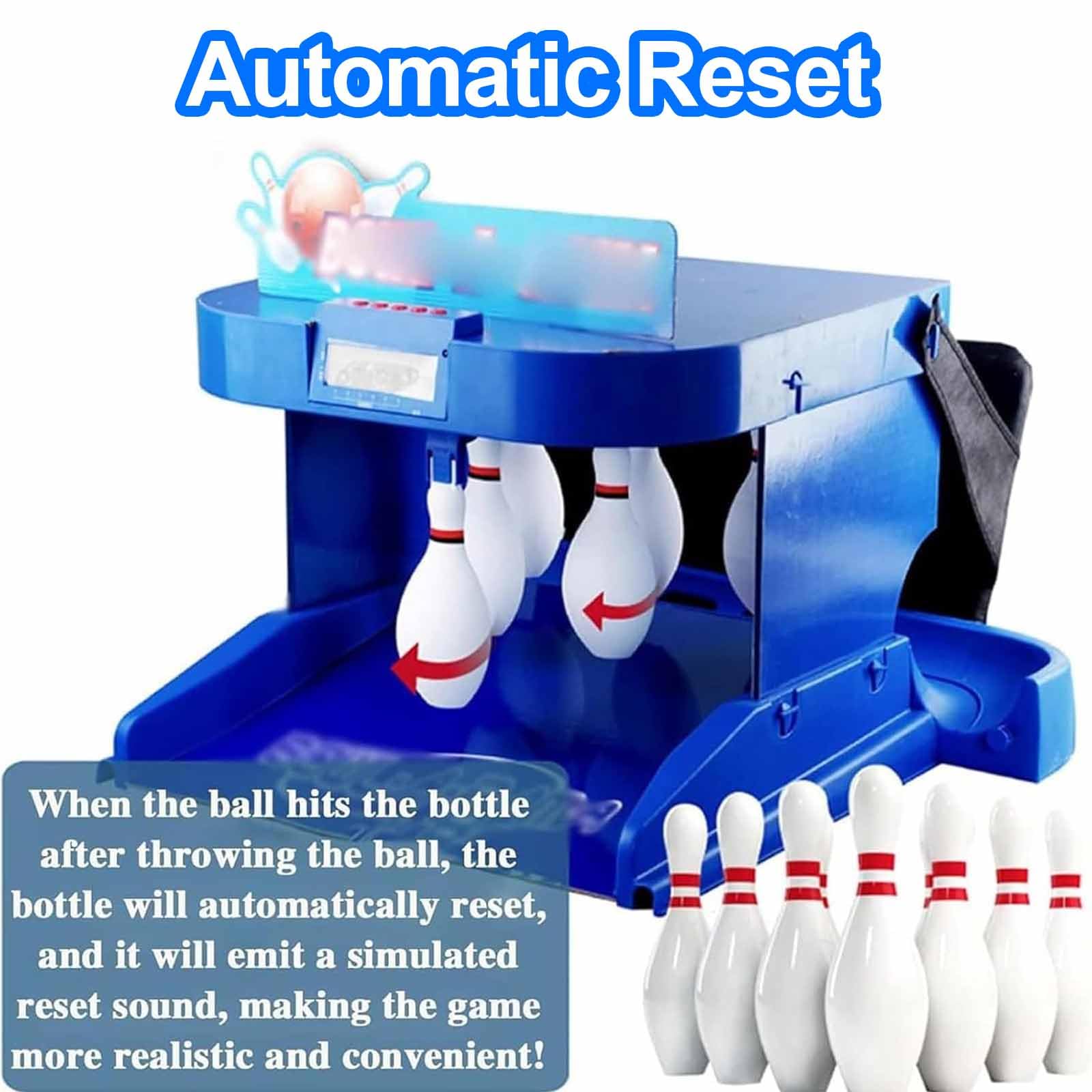 Juego De Bolos Eléctrico, Bolera Plegable para Interiores con Marcador LED, Reinicio Automático, Iluminación Y Efectos De Sonido De Simulación. Incluye Bolos Y Bola para Toda La Familia