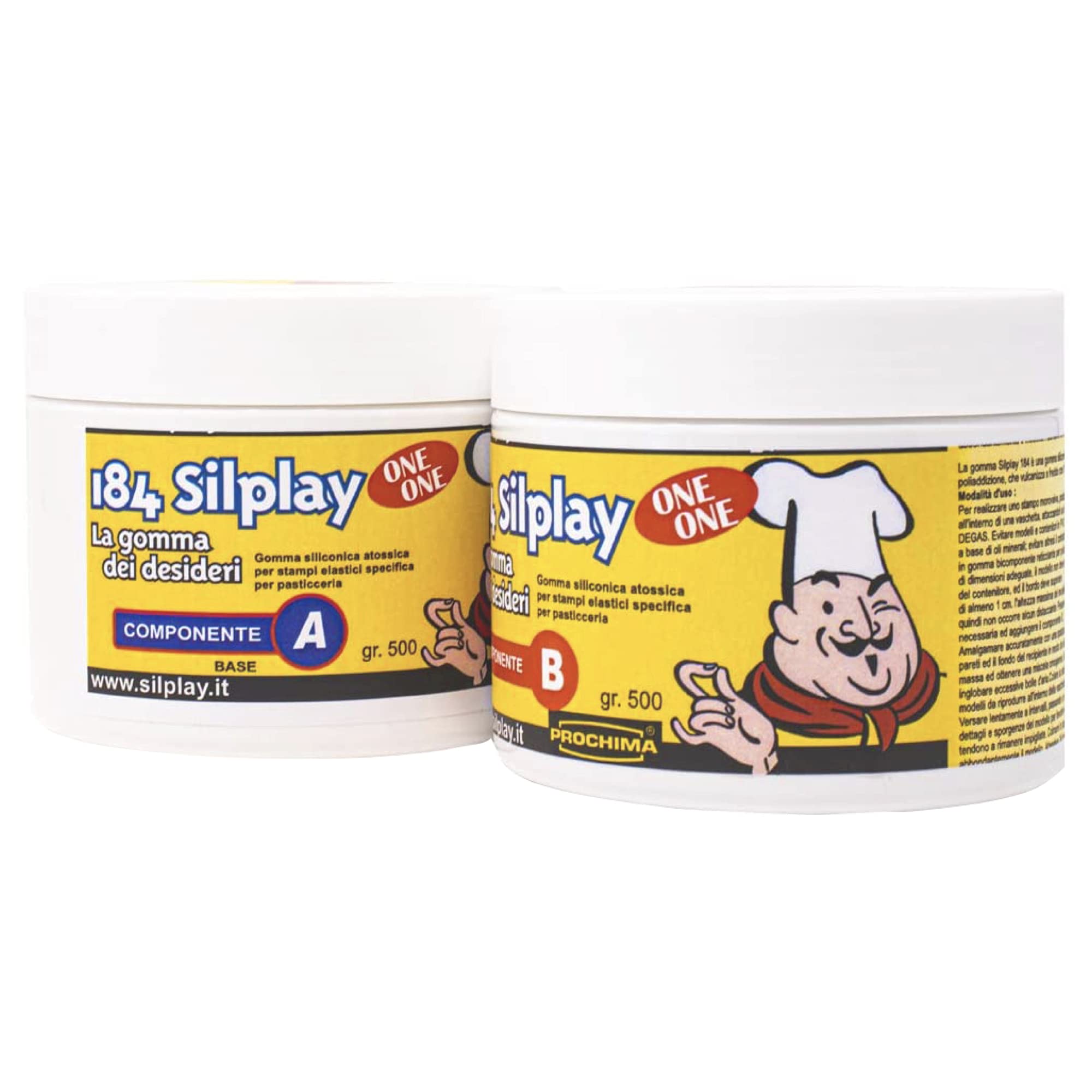 Prochima, Sillplay 184/30 A+B, Gomma Siliconica Bicomponente da Cucina, Prodotto Ideato per Stampi Antiaderenti per Derivanti dallo Zucchero, 100% Made in Italy, 1 Kg