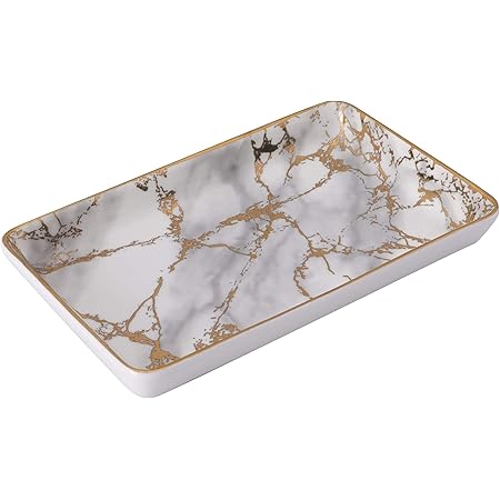Amazon アクセサリートレイ ゴールド L アクセサリー収納 小物入れ ジュエリー収納 ジュエリートレイ 可愛い おしゃれ インテリア 置物 陶器 長方形 大理石模様 x12 5x2 3cm ジュエリー収納 オンライン通販