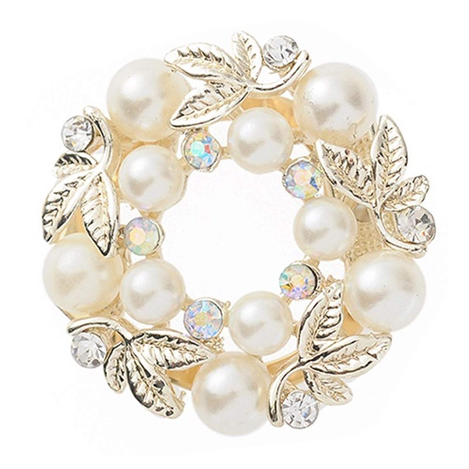 WXKAGF Spilla Elegante con Perle finte e Strass, Sciarpa di Seta, Fibbia con Clip alla Moda