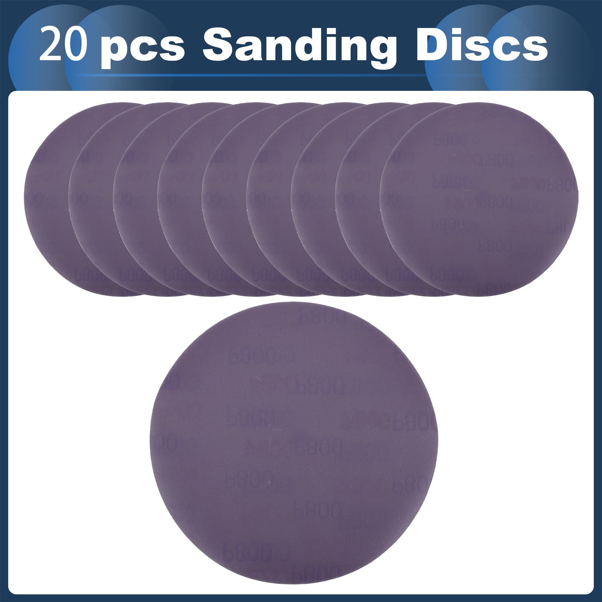 INFINAUTO Sanding Discs,6" 800 Grit Automotive Repair Round Hook and Loop Sandpaper Ceramic Purple, 20 Pcs - Image 4