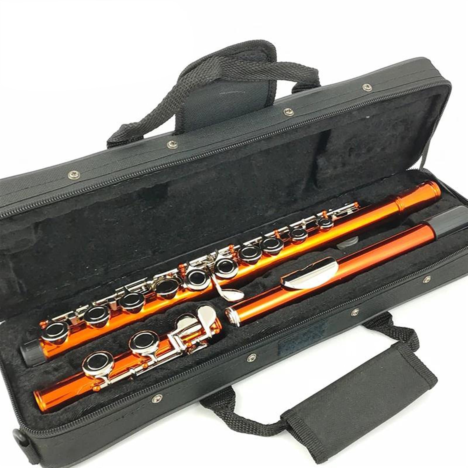 Flauta Naranja Con 16 Agujeros Cerrados, Teclas C, Cuerpo Niquelado De Cuproníquel, Flauta Con Llave E Flauta Travesera Kit