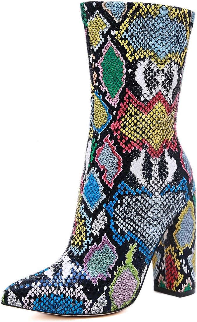 STUPMARY Women's Boots Chunky Heels Pointed Toe Ankle Bootie High Heeled Winter Boots