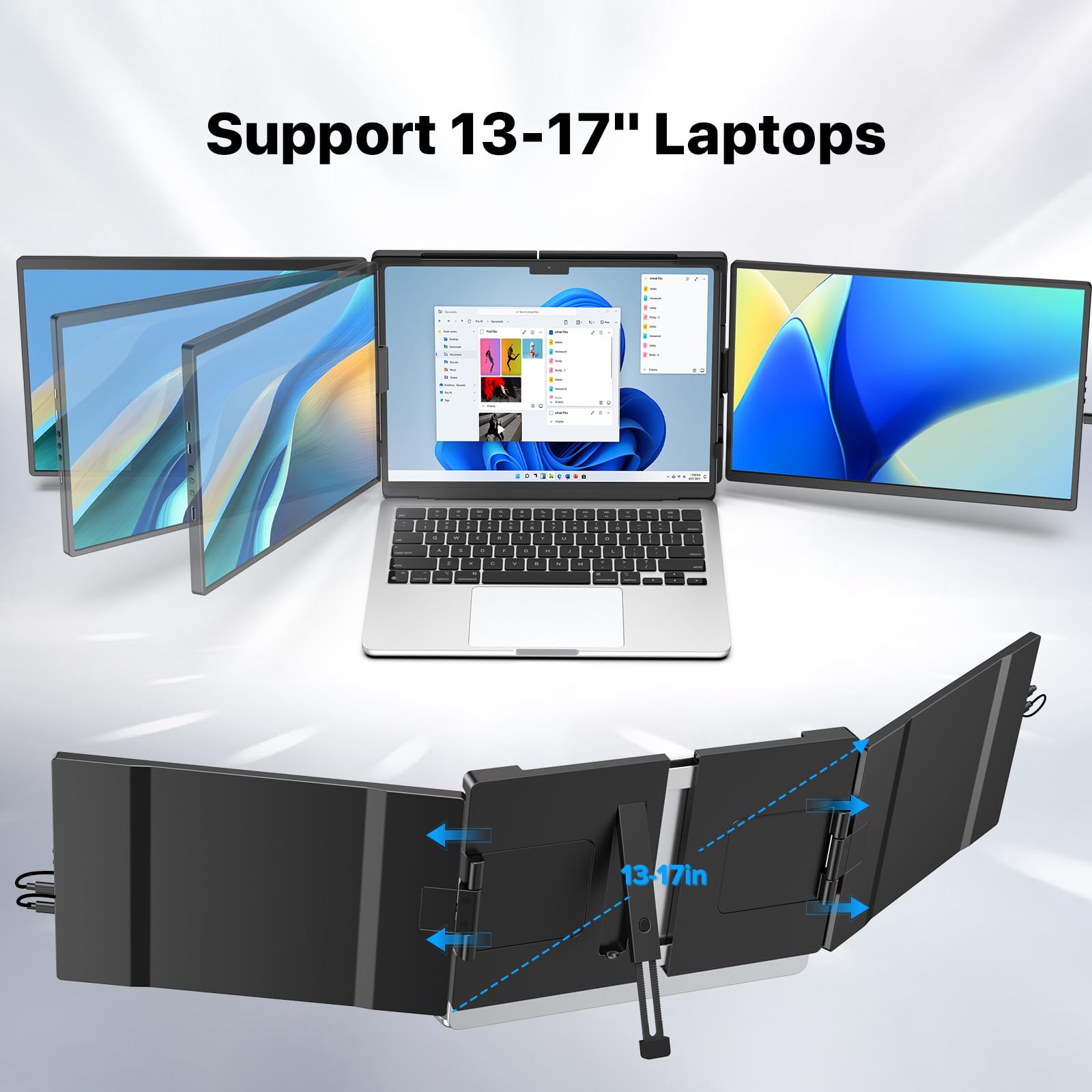 EVICIV Monitor Portatile, Schermo Portatile 14'' 2K 2240 * 1400 Triplo Monitor per 13"-17" Laptop, Monitor Portatile Schermo Doppio Plug And Play Per Wins/Mac/Chrome