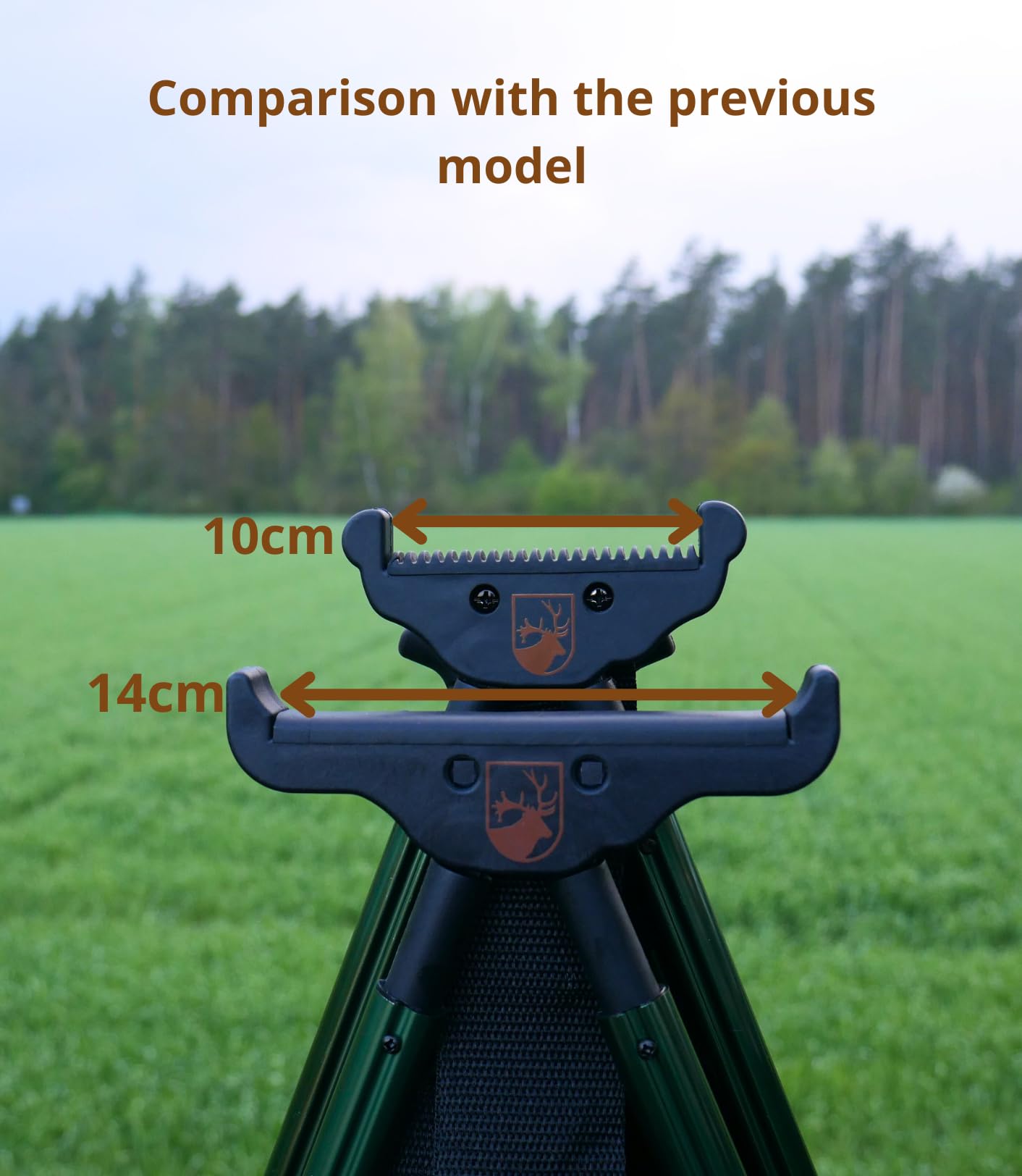 Jagd Zielstock Pirschstock 4 beinig Neue Modell mit 14 cm breite Basis stabil