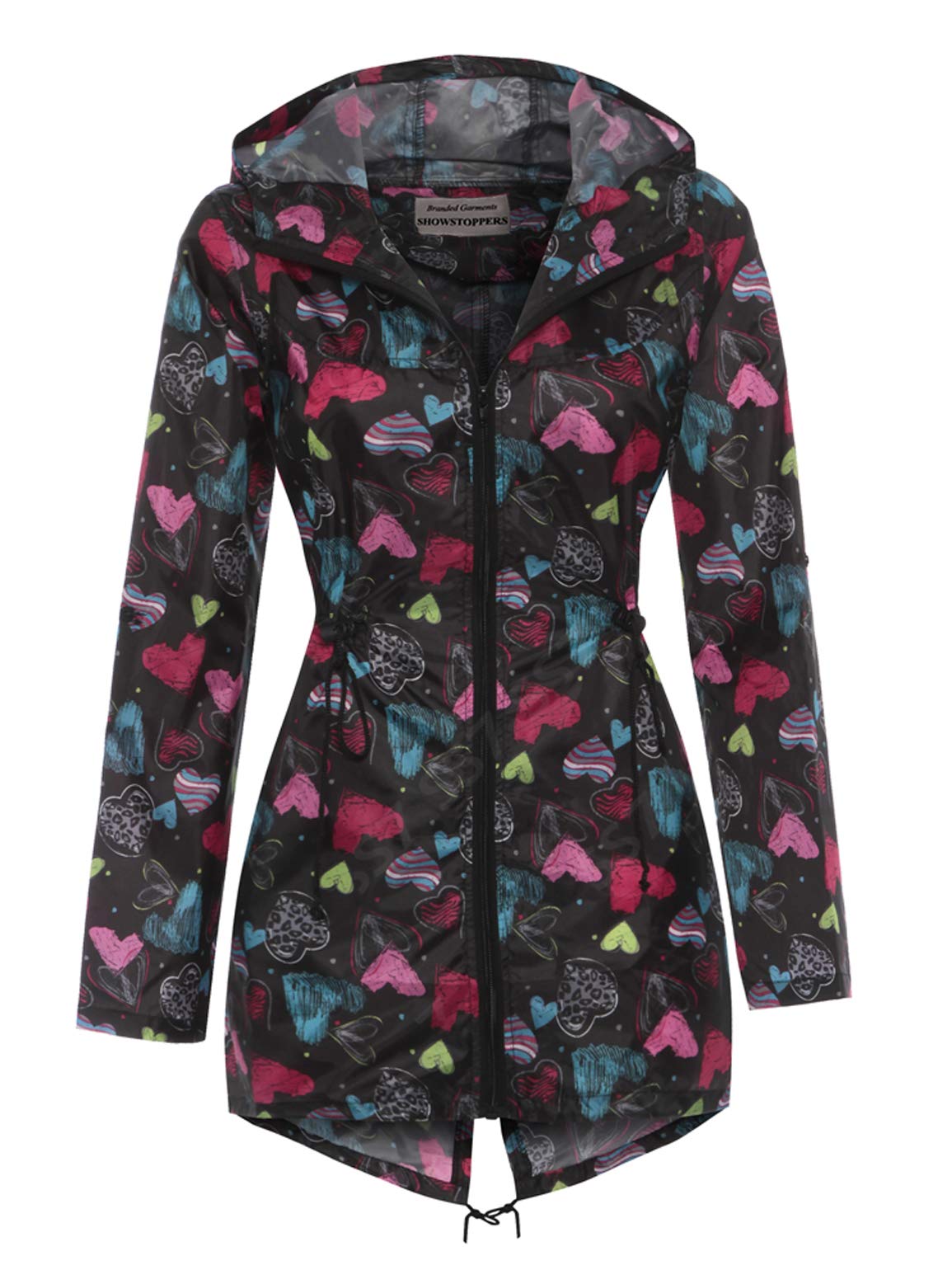 Ss7 Girls Multi Heart Rain Mac Showerproof Raincoat Jacket Ages Size 7 To 13 Years (Age 13, )