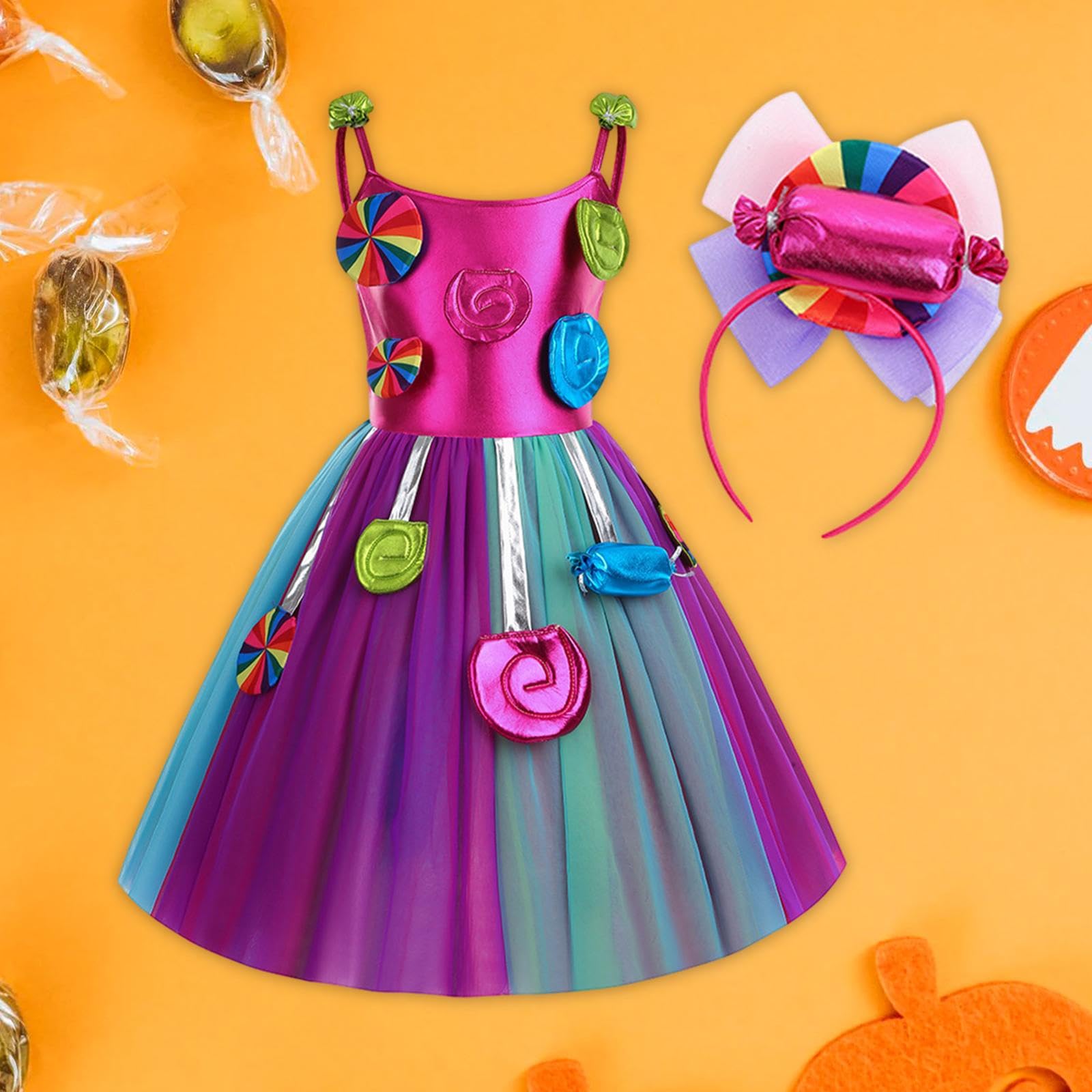 Colcolo Kleid Prinzessin Tüll Kostüm Kinder Mädchen Detailreiches Design mit Stirnband Polyester für Karneval Rollenspiel Fotoaufnahme, 140