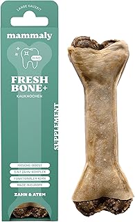 4-in-1 Zahnpflege-Kauknochen - Fresh Bone+ 1x Kauartikel (12cm) von mammaly - Kaustange aus Rinderhaut mit Salbei, Minze & Grüner Tee u.v.m. zur Mundhygiene - Kauspielzeug / -Knochen gegen Mundgeruch product image