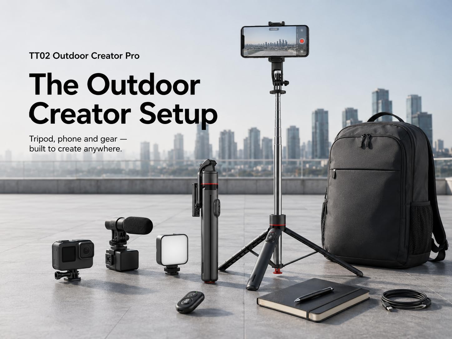 TT02 - Trípode extensible para selfie de 70 pulgadas con control remoto magnético, soporte de viaje alto para iPhone Android, trípode portátil para cámara, vlog, grabación de video