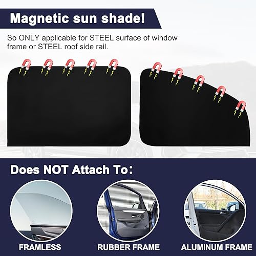 Miniatura 3 de Ovege Parasoles magnéticos de gamuza para ventana de automóvil, 2 piezas, cortina de privacidad con protección UV