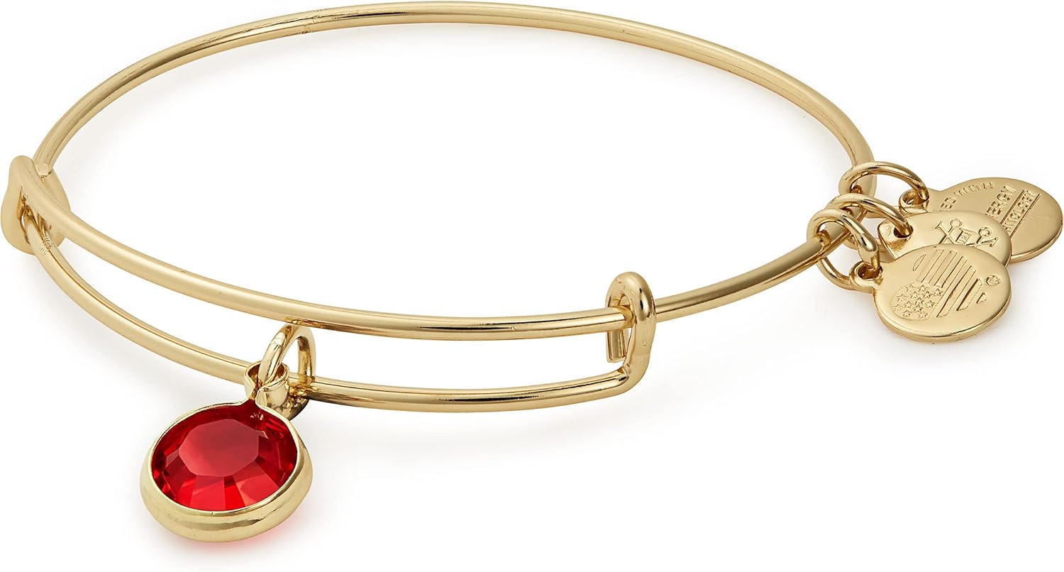 Alex and Ani Birthstones Expandable Bangle for Women, Crystal Charm for Every Month, Shiny Finish, 2 to 3.5 in