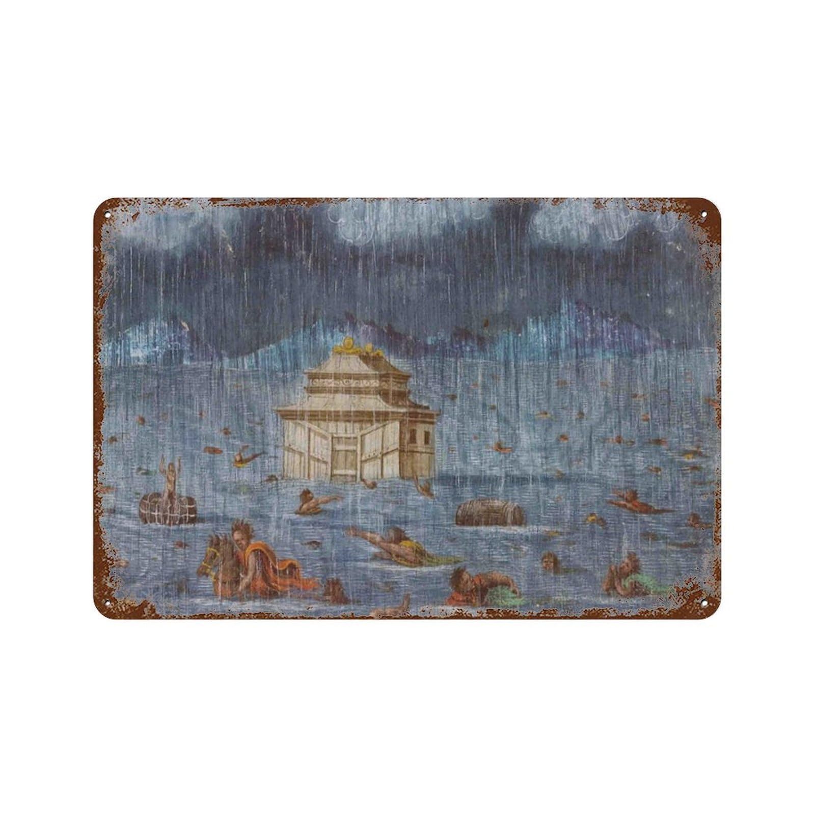xiaoxiaoshen Noah's Ark Bible， Nautical Boat Wall Decor Art Metal Tin Poster Modern Home Decor Art Home Bar Shop Decorations Vintage Sign 20x30cm