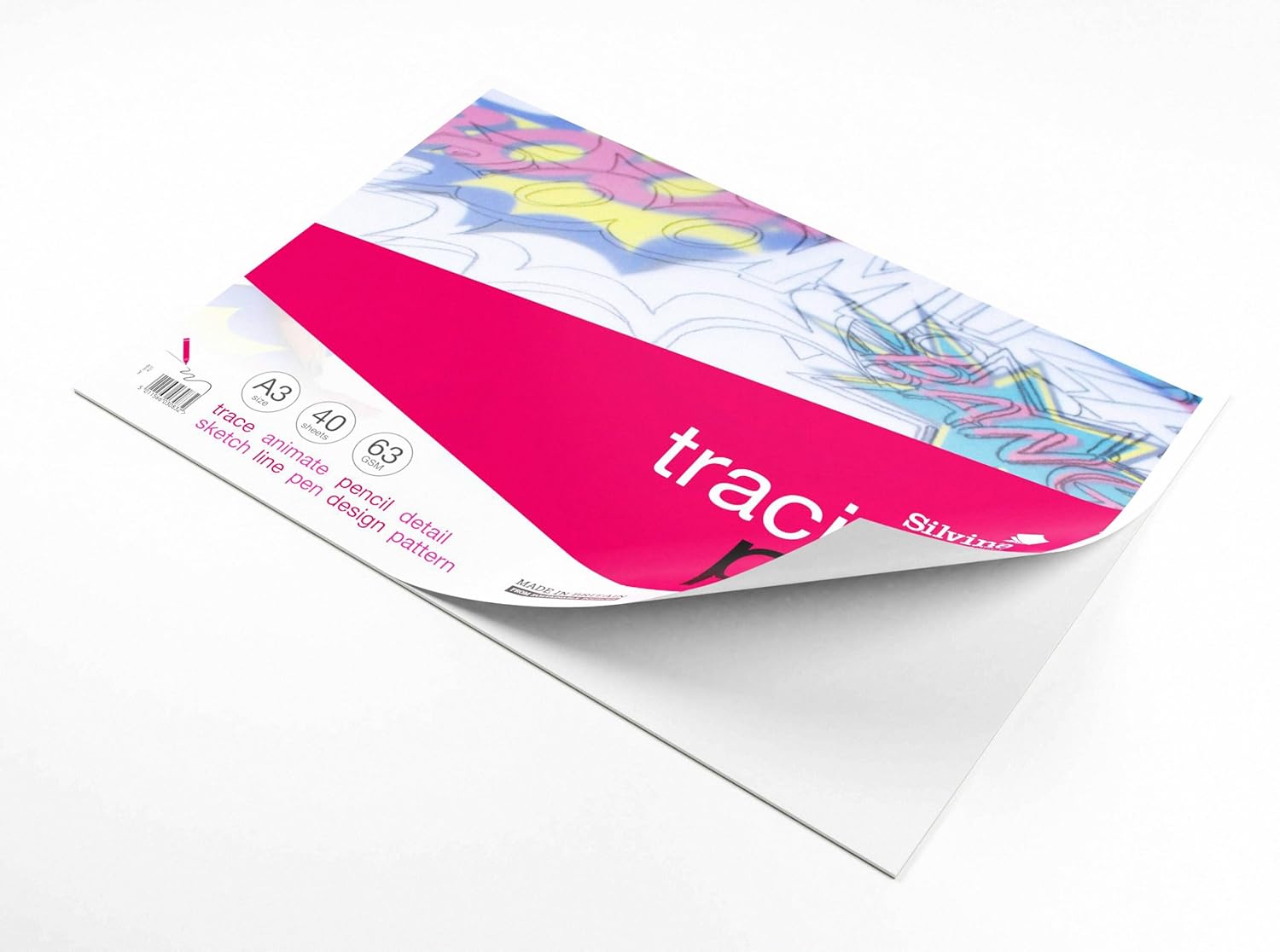 Silvine A3 Everyday Tracing Pad. 40 Sheets of Quality Lightweight Tracing Paper (63gsm) Ref A3T