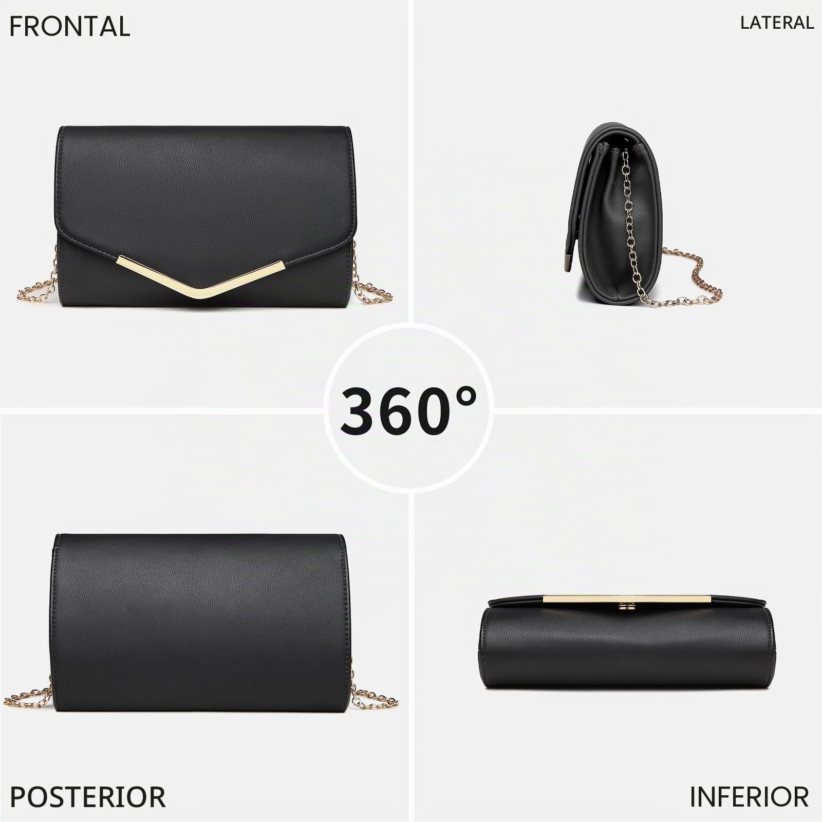Miss Lulu Bolso Mujer Bandolera Pequeño, Clutch para Fiesta - Ideal para Fiestas y Movilidad Diaria - Con Espacio Especial para Teléfono - Duradero y Estiloso