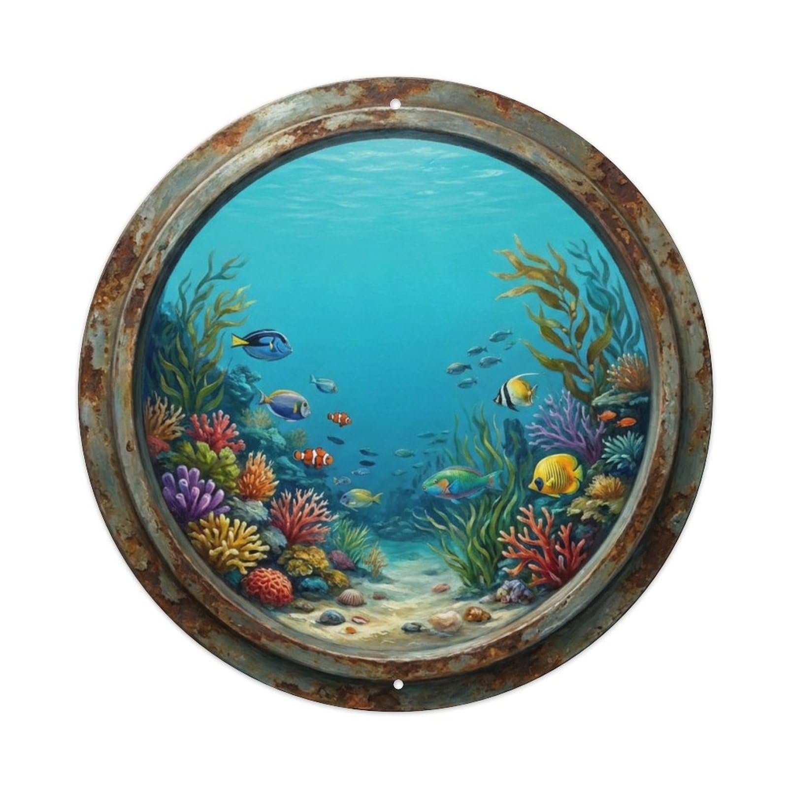 Vintage Porthole Clarity Zone Ship Window Undersea Deep Sea Metal Tin Sign