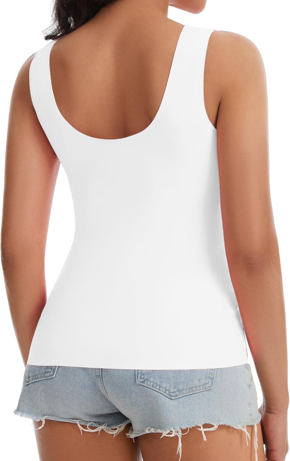 CORSKI Womens Double Lined Tank Tops Backless Boat Neck Fitted Top Basic Sleeveless Shirts Y2K Summer Going Out Outfits - Image 2