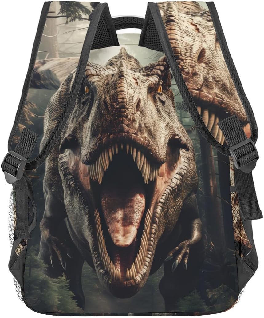 Dinosaur Backpack, Polyester Laptop Bag, Realistic Animal Roaring in Jungle Backpacks, Fierce Adventure Back Pack, Rucksack Gifts for Boys, Teens Bookbag, Travel Daypack, Hiking, Camping
