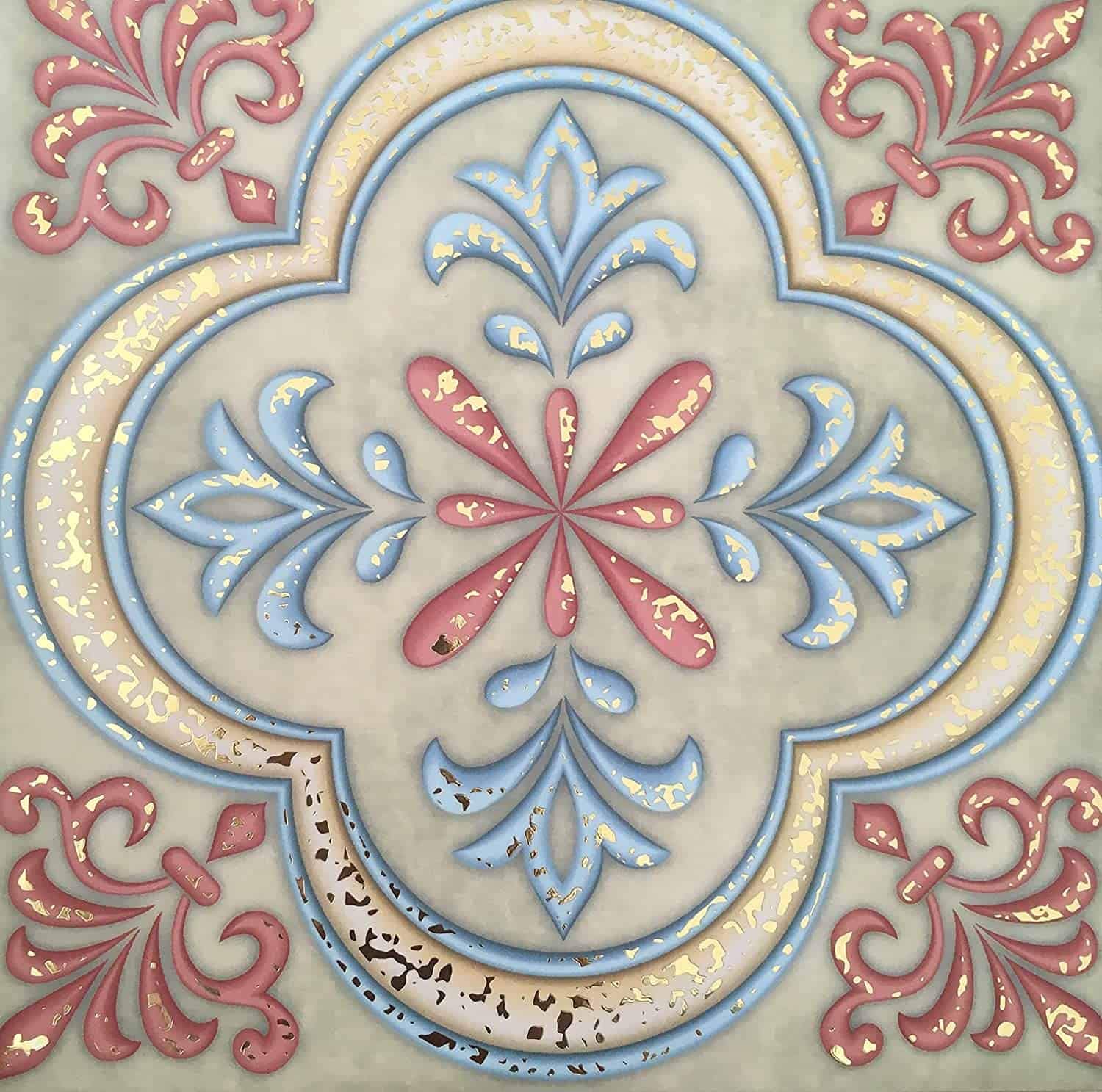 design 1 Traditional gold foil transfers Vintage Victorian Moroccan mosaic 6 x 6