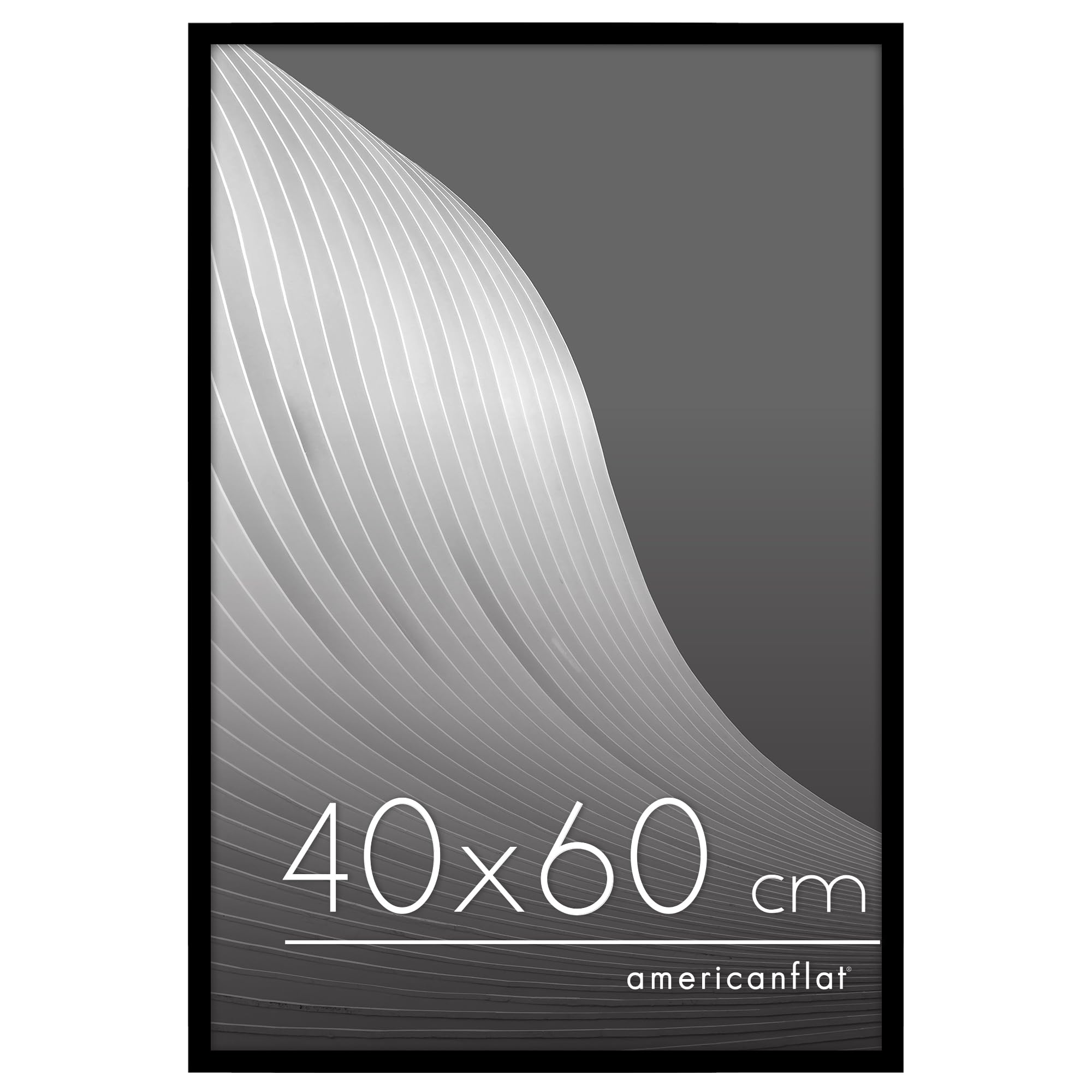 Americanflat 40x60 cm Picture Frame with Polished Plexi Cover - Streamline Collection - Thin Border Picture Frame for Wall Display - Hanging Hardware Included - Black