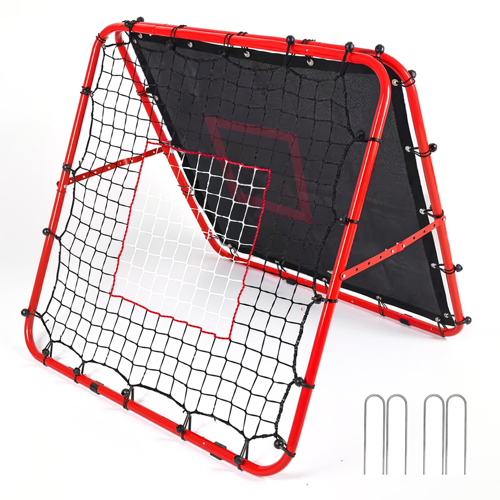 Rebounder für Fußball Doppelseitiges und Verstellbares fußball rebounder 100 x 100 x 87 cm Rückstoßziel Tragbares Fußball Trainingsgerät Fußballtor für Schuss Pass und Ballannahmetraining