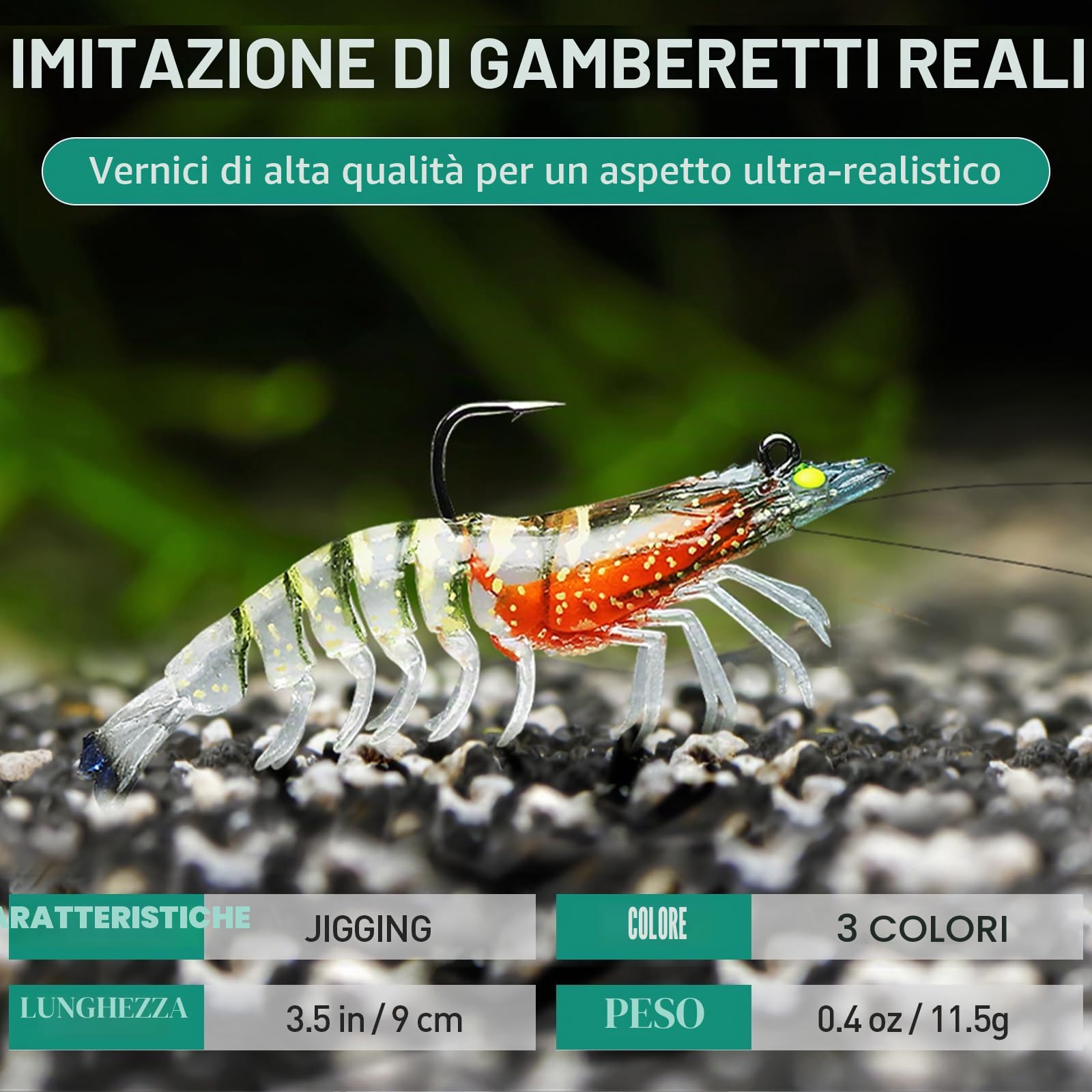 TRUSCEND Esche Artificiali Da Pesca Pre-Innescate Per Acqua Dolce E Salata, Esca Innovative Super Resistenti In TPE Per Spigole E Trote, Esche Artificiale Simili A Gamberi, Da Tenere Separatamente