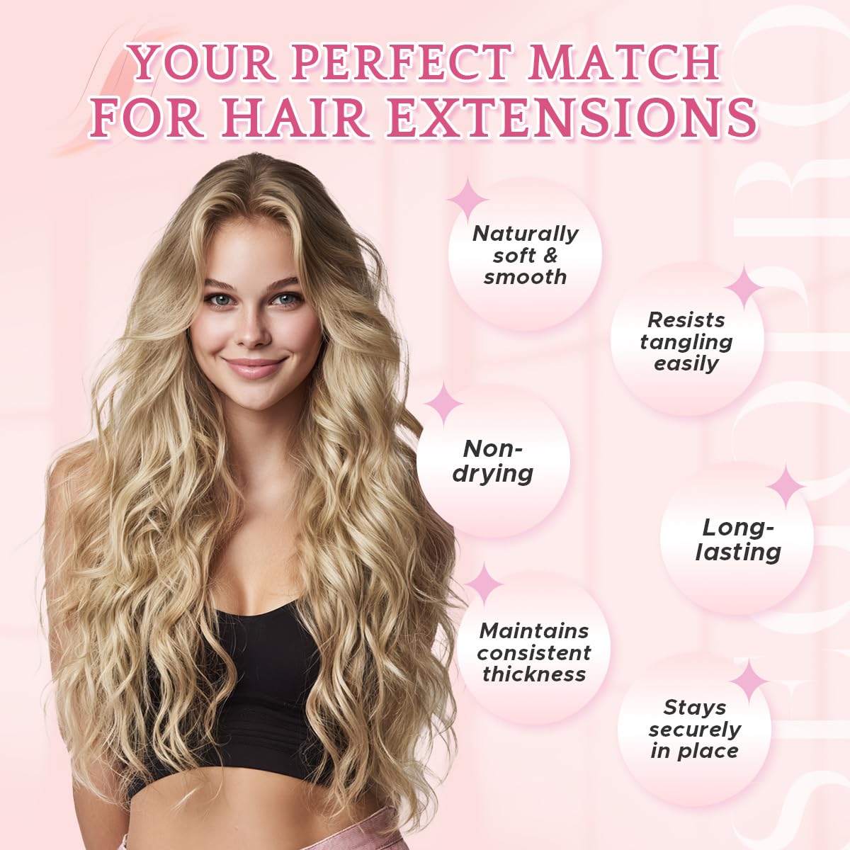 SEGO Pro Clip in Hair Extensions 8 Pcs 18 Clips Full Head Synthetic Fiber Hair Pieces for Women Curly 17 Inch (Natural Blonde & Bleach Blonde) - Image 3