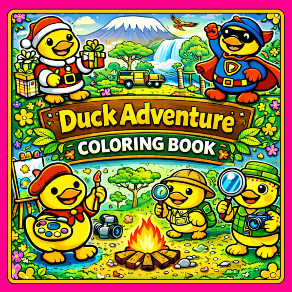 Duck Adventure Coloring Book: Fun Holiday, Job & Explorer Ducks for Kids Ages 4–8 | Cute and Easy Coloring Pages