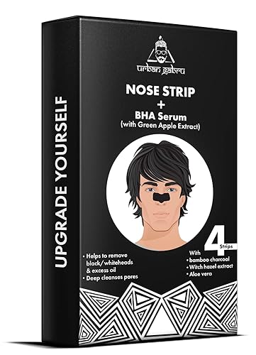 urbangabru Tira nasal con suero BHA  Tiras nasales para puntos negros, removedor de puntos blancos (4 tiras)  Limpiador de poros  con extractos de