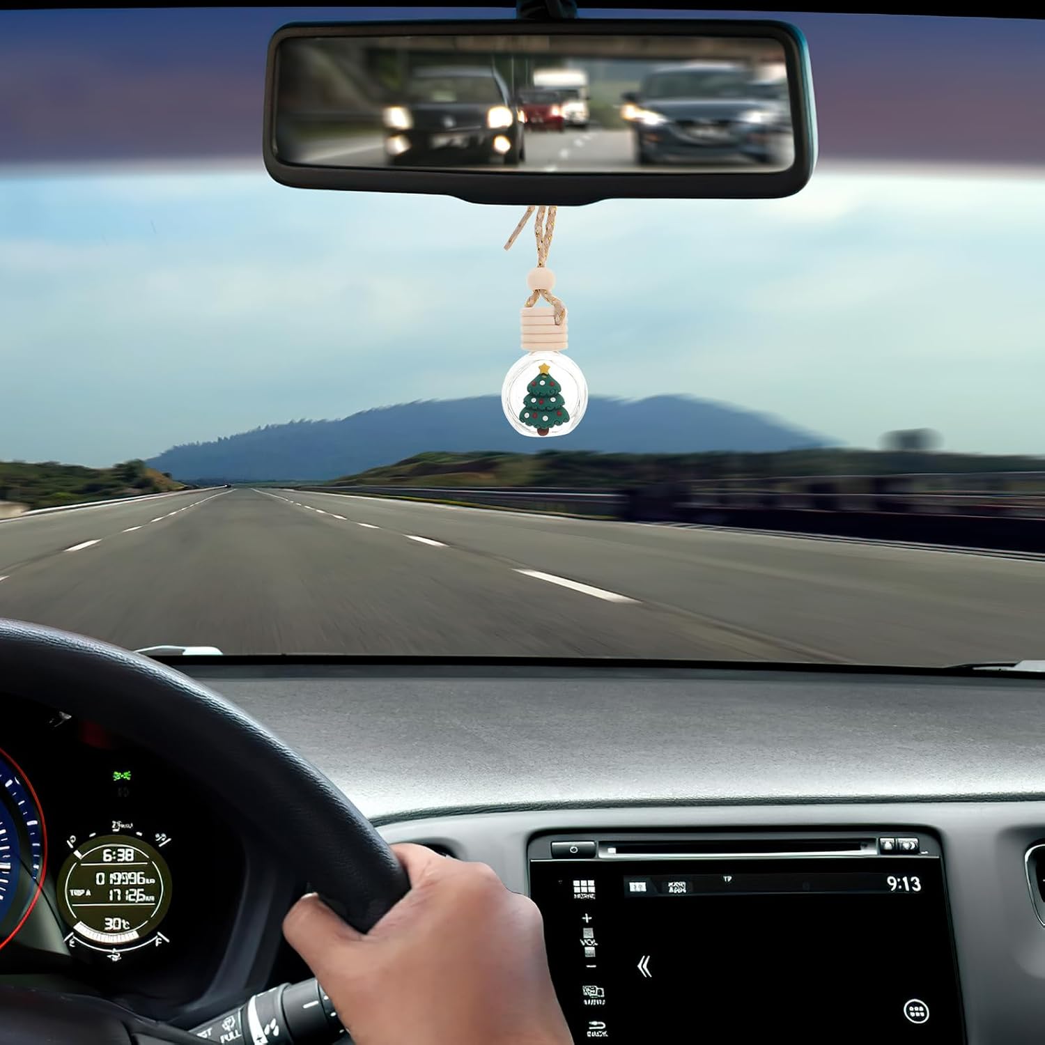 20 Pcs Hanging Car Air Freshener Diffuser Bottles, Empty Glass Perfume Essential Oil Bottle, Christmas Car Air Freshener Clear Diffuser Pendant for Holiday Decoration