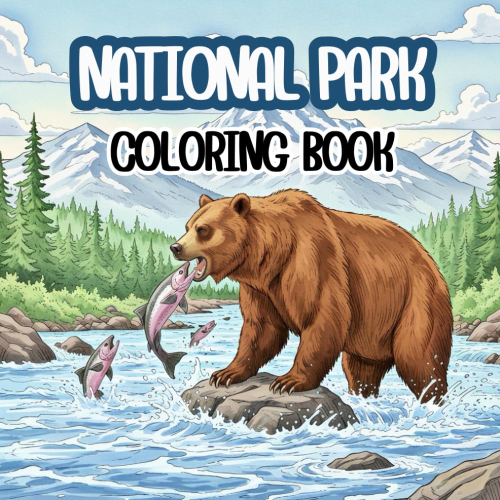 National Park Coloring Book: A Scenic Journey Through America's Greatest Wonders: 50 Detailed Illustrations of Majestic Landscapes, Wildlife, and Iconic Landmarks for Relaxation and Stress Relief.