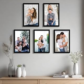 Amazon Brand - Solimo A4 Size Photo Frame Set of 5 | Wall-Mount | Plexi Glass | Frame For Home and Office Decoration | 8x1... Price In India