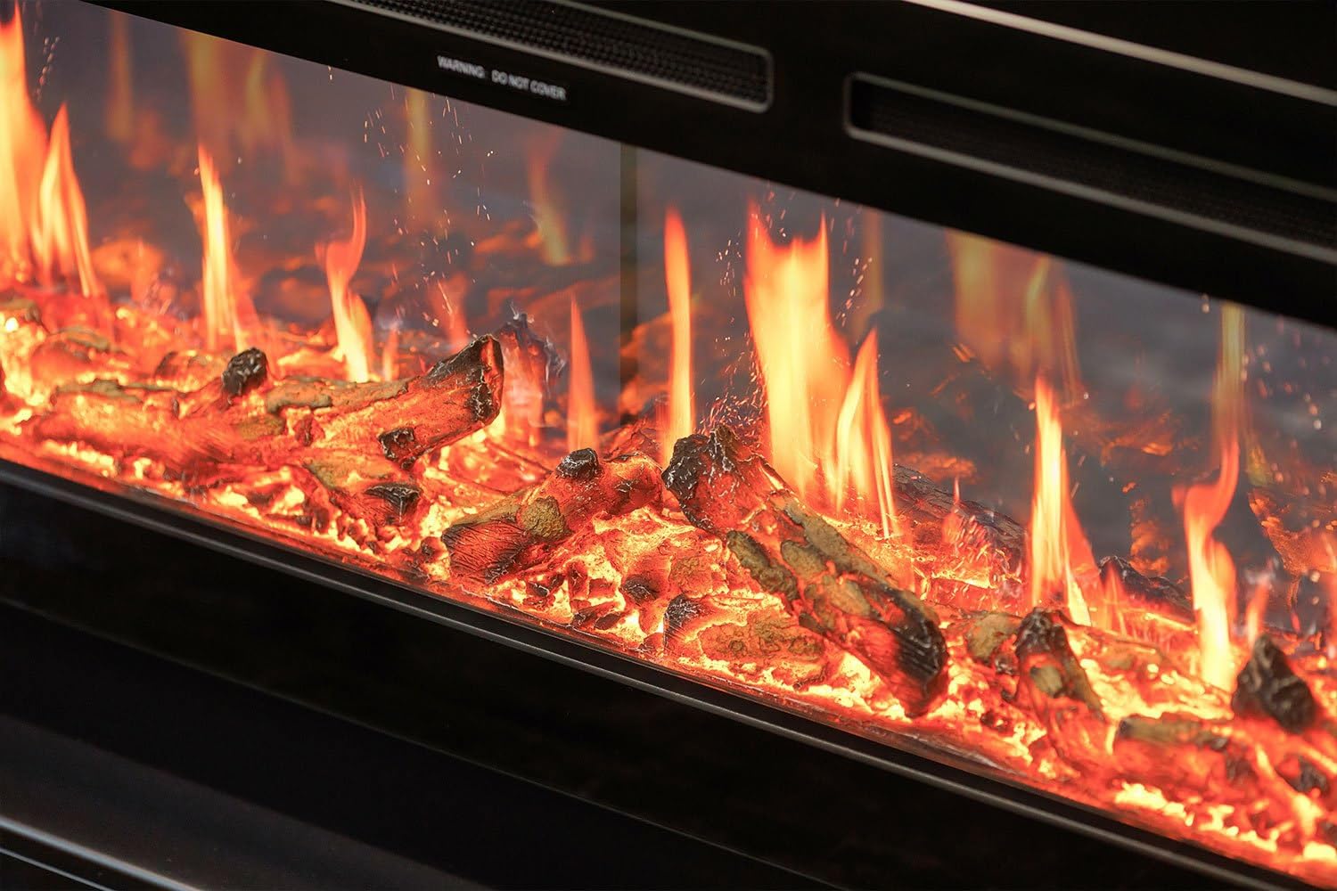 V-Art, camino elettrico da parete con schermo LCD, effetto fiamma realistico, 5 colori, stufa con tecnologia di visualizzazione delle fiamme 5D (127 cm)