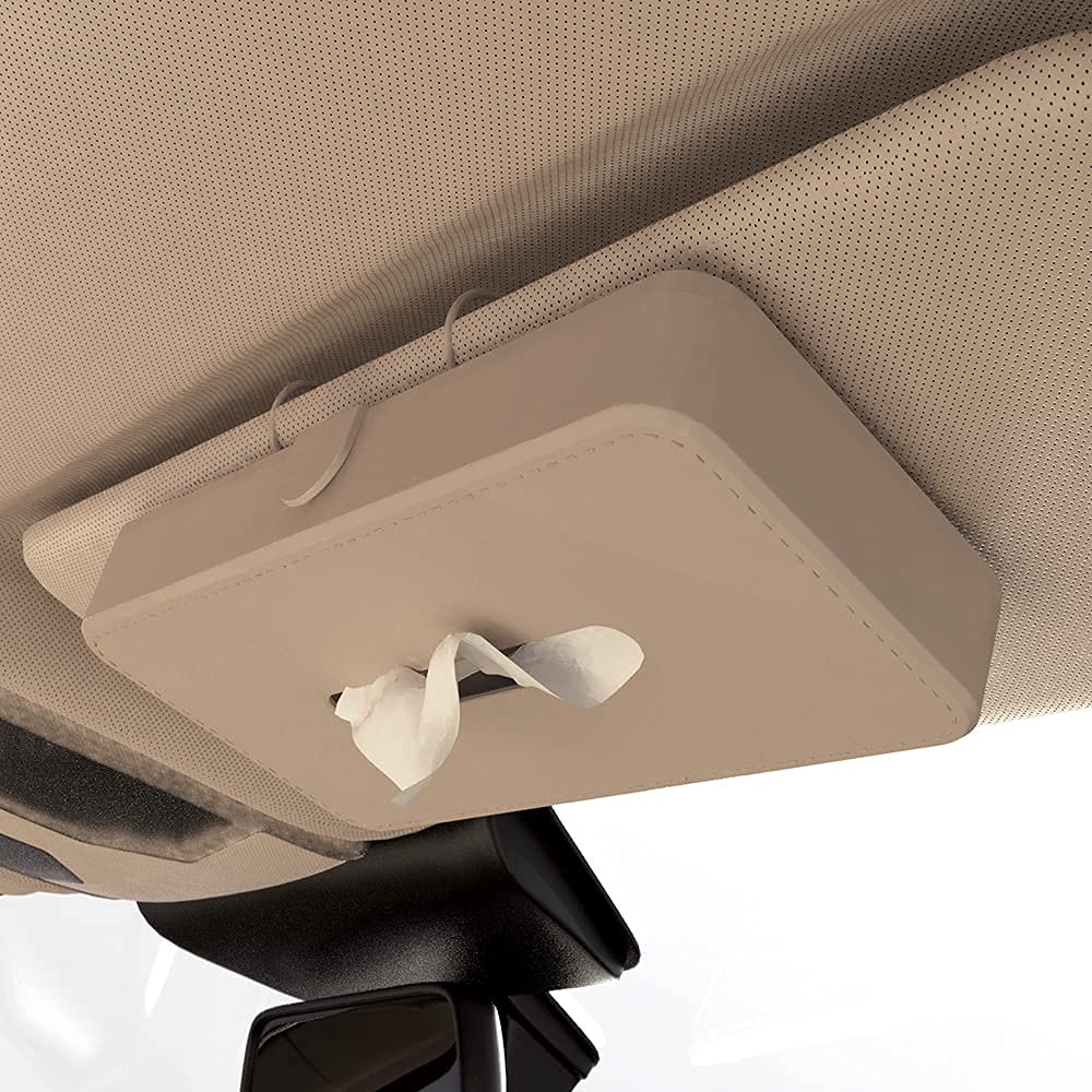 GFX Car Tissue Box Holder Universal Fit on Car Sun Shade Mountable Back Seat 1Pcs Beige - Image 6 thumbnail