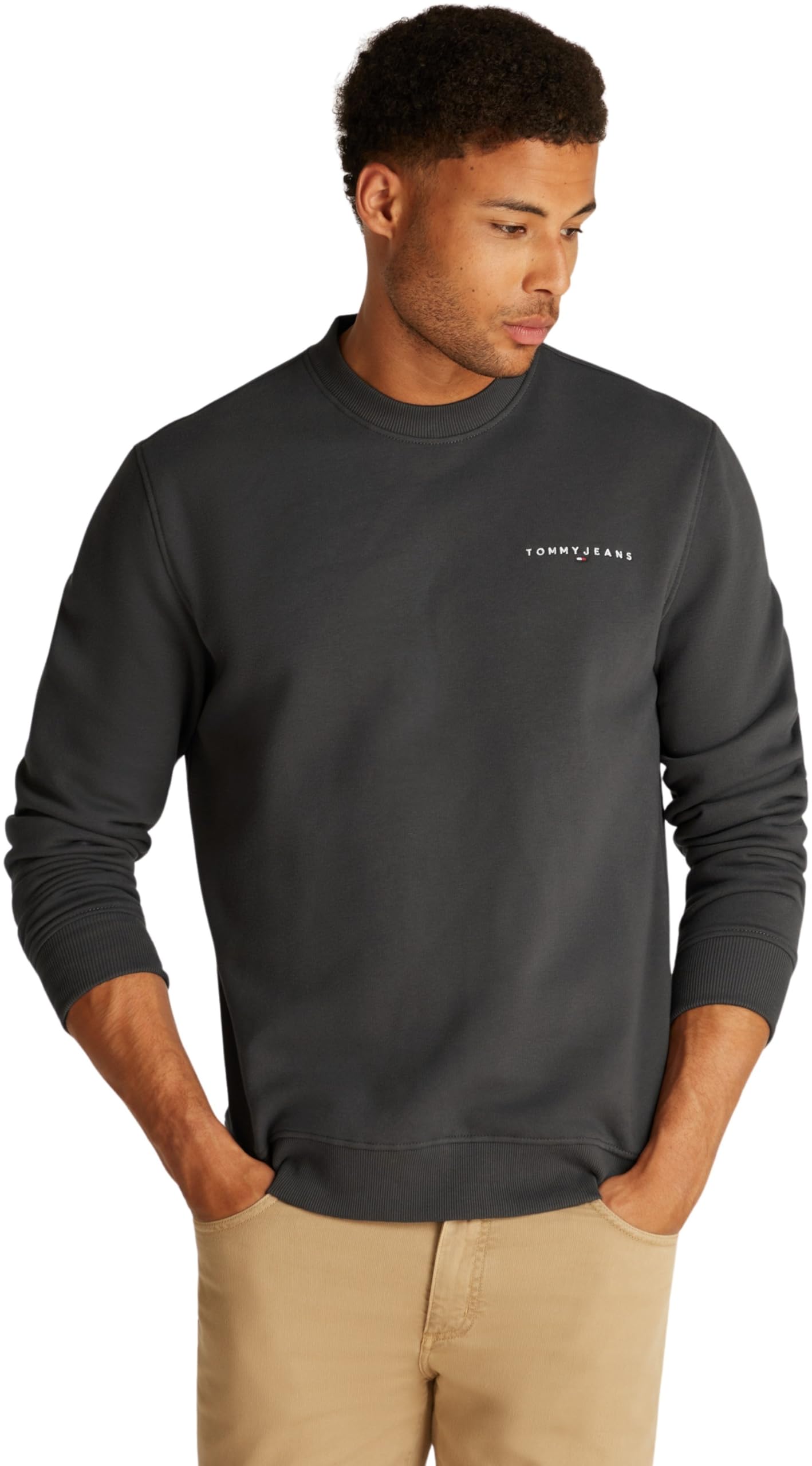 Tommy Jeans Uomo Felpa Linear Scollo Rotondo
