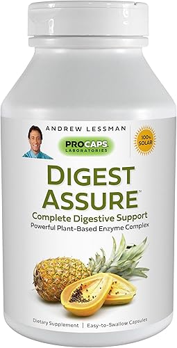 ANDREW LESSMAN Digest Assure 360 cápsulas Mezcla completa de potentes enzimas naturales para apoyar y mejorar la salud digestiva, enzimas de origen