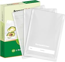 Bonsenkitchen Precut Vacuum Sealer Bags, 50 Pint 6" x 9" Food Sealer Bags, Food Grade, BPA Free, Heavy Duty, Customized Size Vacuum Bags for Vac Storage, Meal Prep or Sous Vide Cooking, VB10