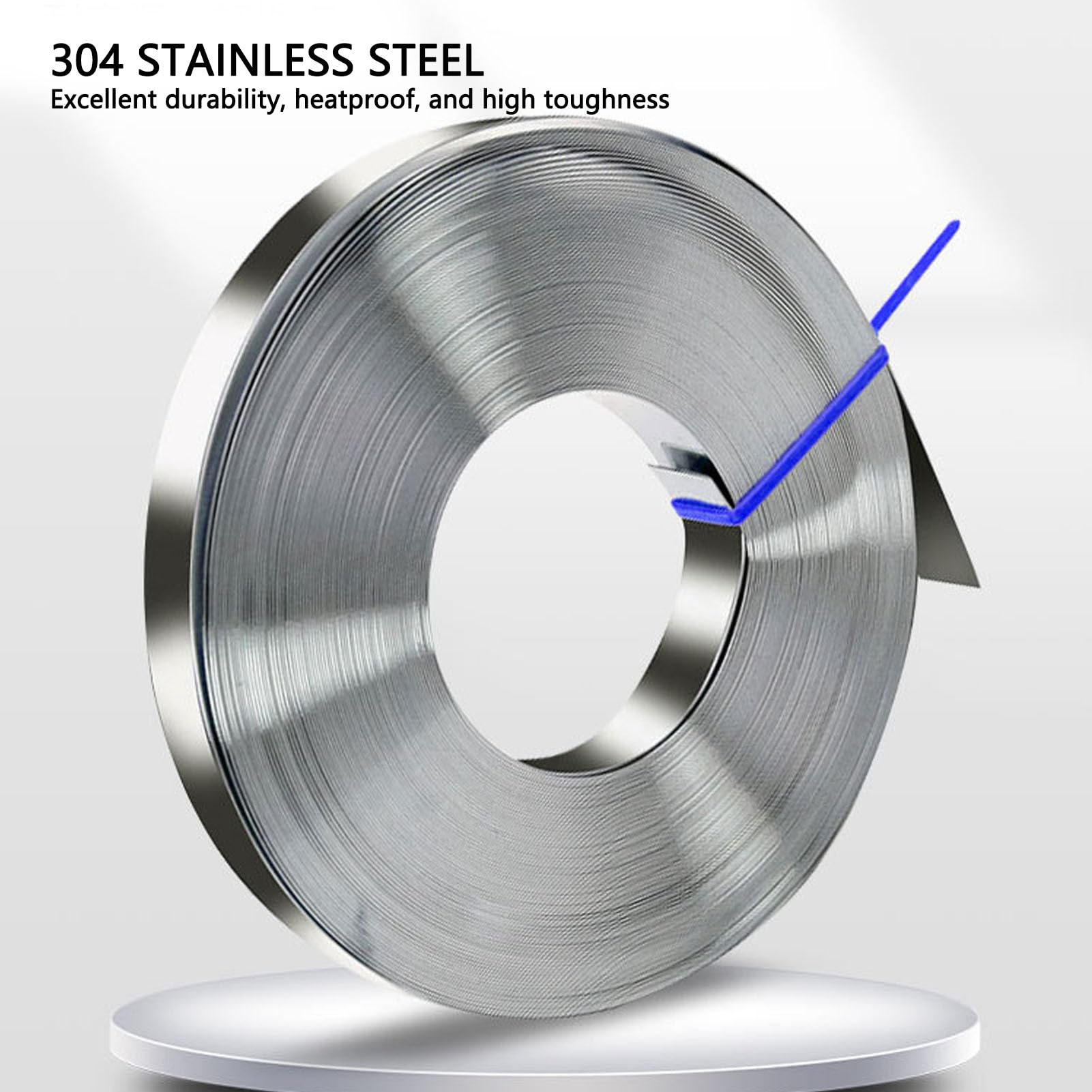 Correa de Banda con fleace de Acero Inoxidable 304 de Servicio Pesado, 100ft 3/4 de Ancho 0.02 en Espesor Correa de tubería de Metal, Kit de Tiras de Bandas para Transporte de