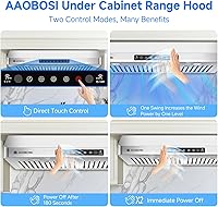 Vista 3 de AAOBOSI Range Hood 30 inch Under Cabinet,800-CFM Gesture Sensing/Touch Control/Motor Upgrade Low Noise,3 Speed Range Hood with LED Lights Exhaust